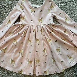 SweetHoney Clothing Pink Fit and Flare Dress with Bishop Sleeves